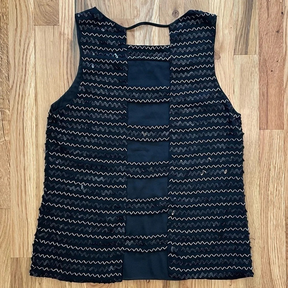 Parker Black Beaded Sparkly Open Back Silk Tank Top Size S - Picture 4 of 4